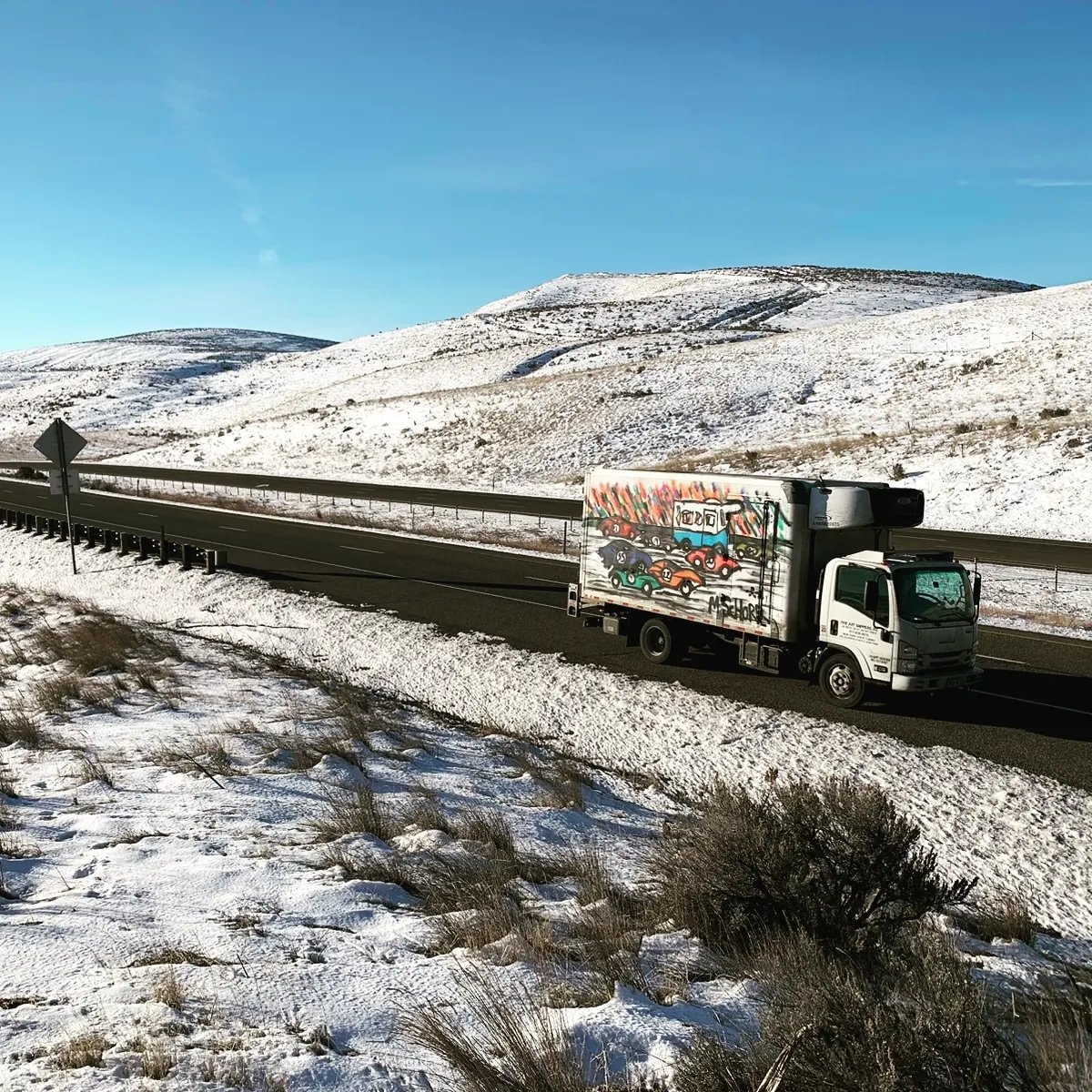 Da Race Moving - art truck on desert highway